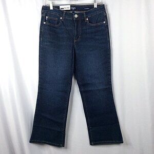 NWT Chaps Mid Rise Crop Kick Jeans Womens 10/30 Blue Dark Wash Denim Str…